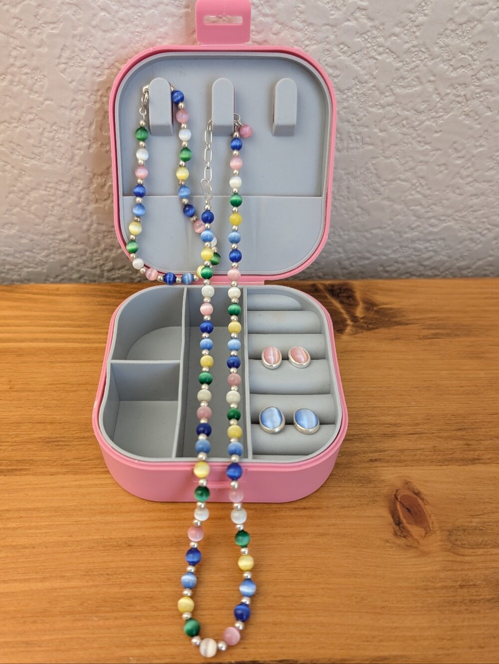 Vintage 90's Jordan Sterling Silver (925) Cats Eye Beaded Jewelry Set